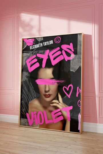 Discover Elizabeth Taylor  Violet Eyes | Taylor S Inspired Digital Art Print | Retro Glam Pop Poster | Printable Wall Decor