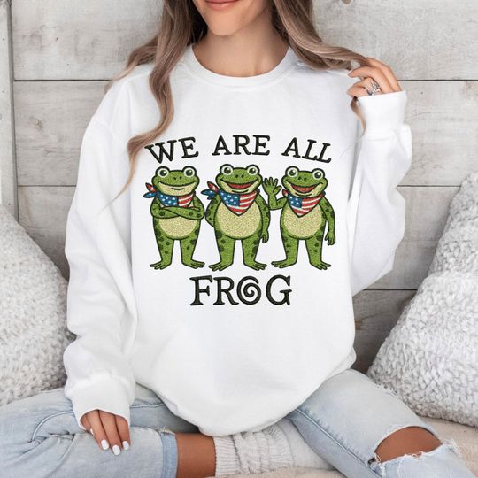 Discover Portland Frog We Are All Frog Embroidered Sweatshirt