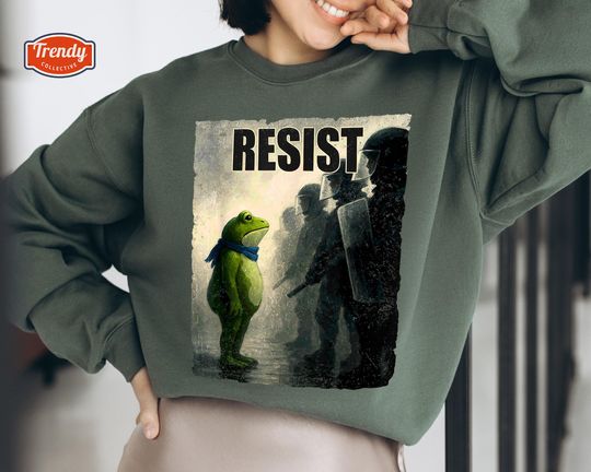 Portland Frog Resist Protest Sweatshirt, Anti Trump Political Sweater, Freedom Frog Sweatshirt