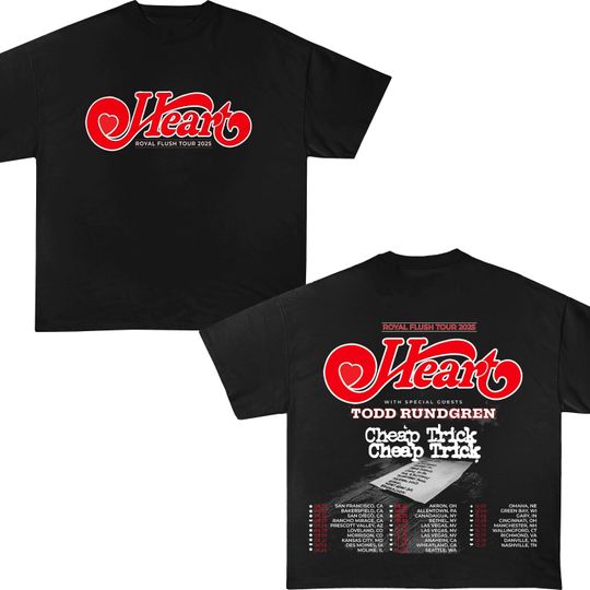Discover Heart Band Royal Flush Tour T-Shirt, Rock Band Heart 2025 Tour Shirt, Heart Band Fan Gift, Heart Band Merch, Heart Band