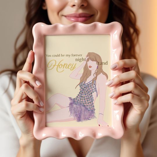 Discover Taylorr Swifts Honey Digital Print | Pastel Wall Art Pink & Yellow | Glitter Aesthetic Art | Feminine Room Decor | The Life of a Showgirl