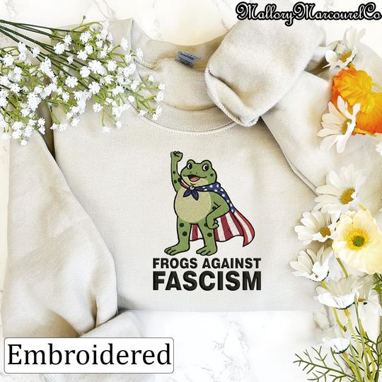 Discover Embroidered Frog Resist Sweatshirt,Anti-ICE Protest Embroidery Sweatshirt, Portland Frog Embroidered, Protest Symbol Of Resistance