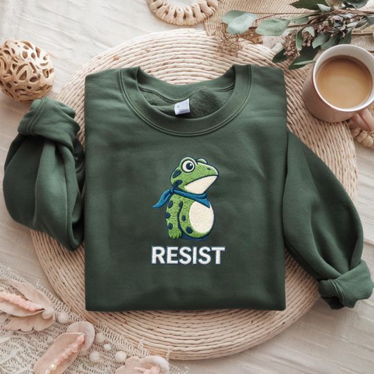 Discover Embroidered Resist Frog Sweatshirt, Free Portland, Freedom Frog Sweatshirt, Anti Maga Sweatshirt, Activist, Political Sweatshirt, Feminist Equality Top