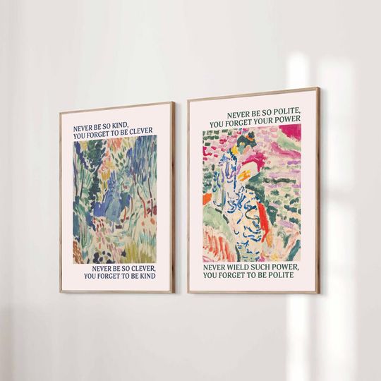 Discover Set of 2 Never Be So Kind You Forget To Be Clever Taylor Poster Marjorie Quote Lyrics Print Subtle Office Decor Home Room Digital Printable