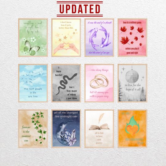 Discover Bundle Album Wall Art Set of 12 Watercolor Eras Poster Music Print Era Lyrics Wall Art Taylor Wall Art Girl Dorm Room Decor Taylor Poster