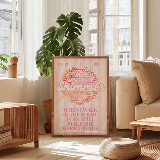 Discover Taylor Print Shimmer Mirrorball Poster, Girly College Dorm Pink Decor Preppy Wall Art