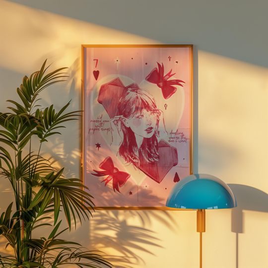 Discover Taylor Inspired Poster TS Paper Rings   Romantic Lyric Wall Art, Digital Download, Lover Era Decor, Gift for Her, Vertical