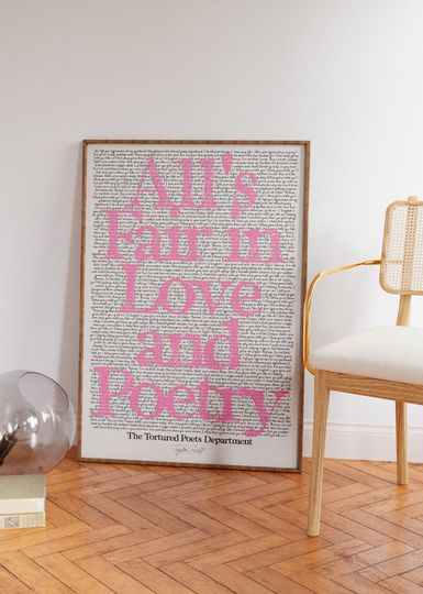 Discover All's fair in love and Poetry- Taylor wall art, Taylor Dorm Room Motivational Poster, Taylor Lycric