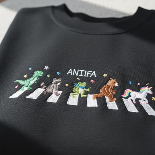 Discover ANTIFA Embroidered Sweatshirt, Freedom Frog Sweatshirt, Free Portland, Anti Maga Pullover, Abolish ICE Anti Fascism Protest Sweatshirt
