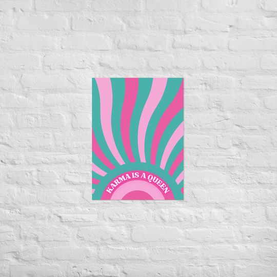 Discover Poster: Taylor inspired karma queen pink green lyrics Midnights Poster - taylor version