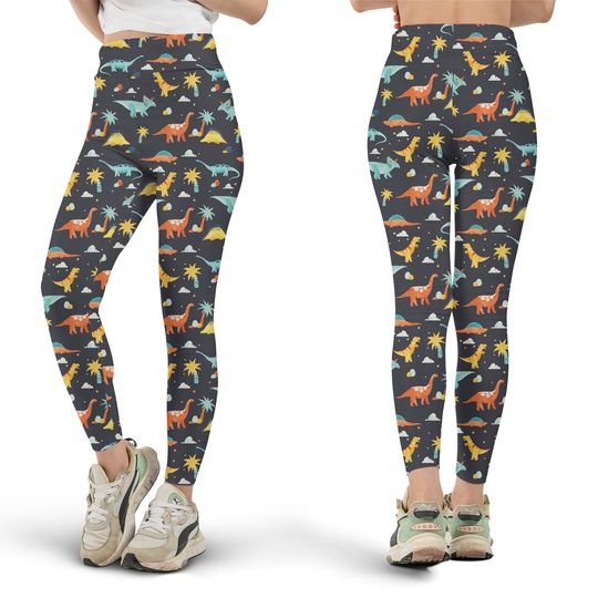 Dinosaur Leggings, Workout Leggings, Gift for Her