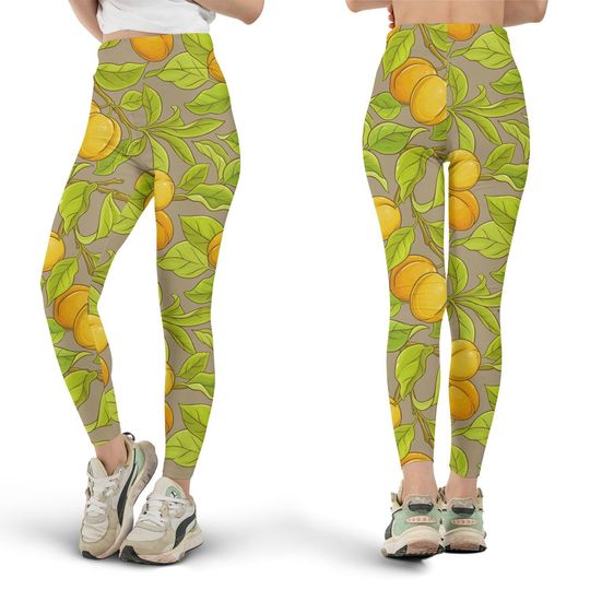 Discover Apricot Leggings, Fruit Leggings, Cute Leggings, All Over Print Leggings, Women's Leggings, Foodie Gift, Plus Size