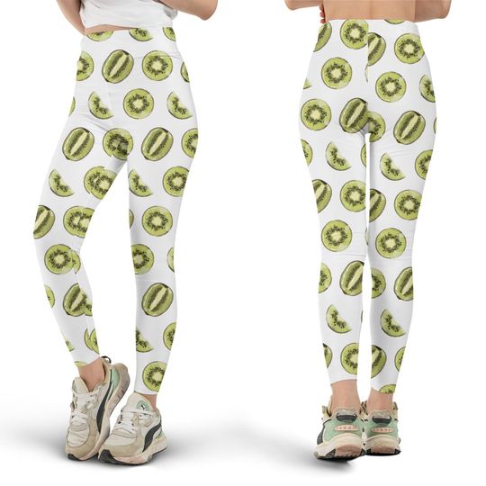 Kiwi Fruit Leggings, Workout Leggings, Gift for Her