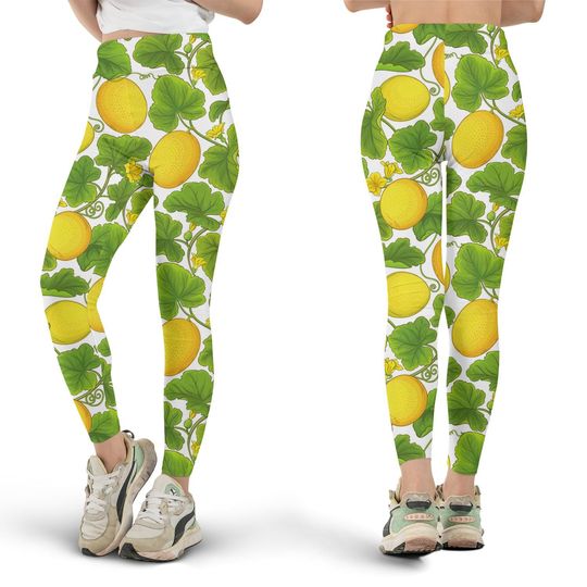 Cantaloupe Leggings, Workout Leggings, Gift for Her