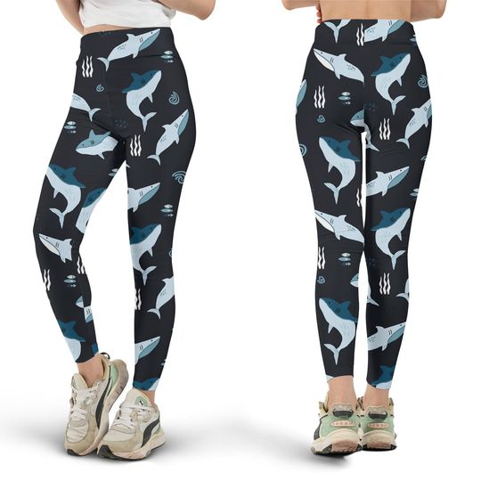 Shark Leggings, Workout Leggings, Gift for Her