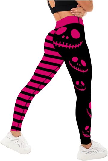 Womens Halloween Leggings with Demon Printed High Waist Workout Plus Size Gym Athletic Running Yoga Pants