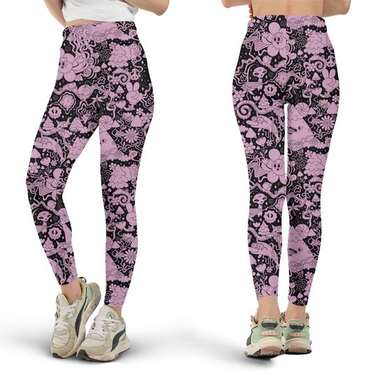 Psychedelic Mushroom Leggings, Workout Leggings, Gift for Her