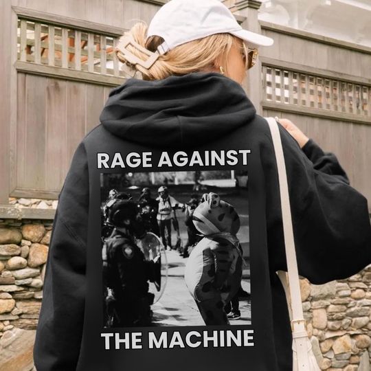 Portland Frog Protester Hoodie, Anti ICE Hoodie, Unisex Protest Hoodie with Sleeve Print, Anti Establishment, Resistance, Anti Trump Hoodie