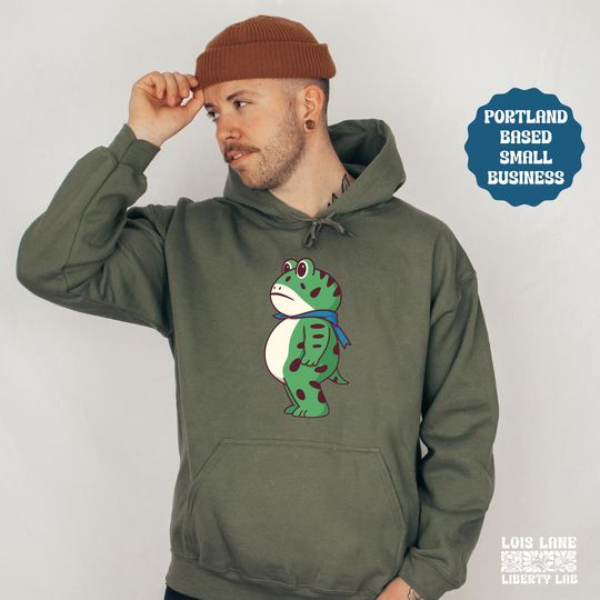 Discover Portland Frog Hoodie, Anti ICE Anti Trump Funny Protest Resist Fascism No Kings Activism Hooded, Peaceful Protest