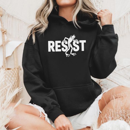 Discover Portland Frog Resist Hoodie, Portland Frog Protester Shirt, Anti ICE Hoodie, Anti Establishment, Deportation Resistance Shirt