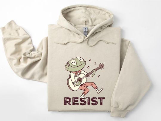 Discover Resist Portland Frog Hoodie Folk Singing Frog Antifascist