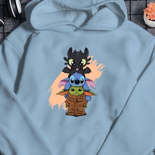 Toothless Stitch Hoodie, Stitch Unisex Hoodie, Toothless Dragon Hoodie, HTTYD Hoodie, Dragon Graphic Inspired, Gifts