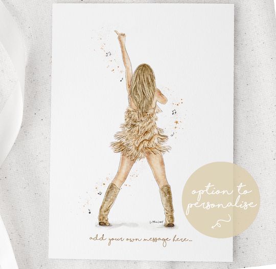 Discover Taylor Eras Tour Watercolour Print: Fearless Outfit, Personalized Lyrics