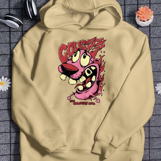 Courage The Cowardly Dog Hoodie, 90s Cartoon Unisex Hoodie, 90s TV Series Pullover Hoodie, Scary Movie Clothes, Funny Dog Top, Gifts