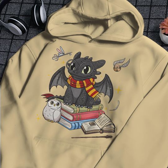 Toothless Hoodie, Toothless Dragon Wizard Unisex Hoodie, HP Hoodie, HTTYD Shirt, Dragon Witch Inspired Shirt, Gifts