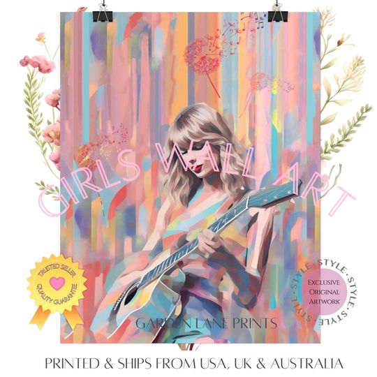 Discover Taylor Showgirl Pink Music Era Poster for Girls Room Decor or Dorm: TS Gift for Daughter