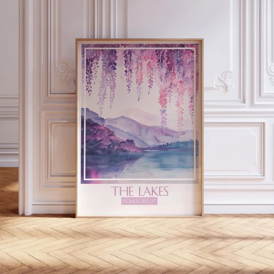 Discover The Lakes Folklore Song Poster Watercolor Wall Art Subtle Song Print Watercolor Painting Soft Pastel Tones Gift For Music Fans