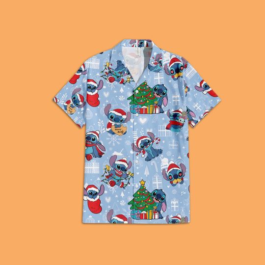 Discover Stitch Christmas  Hawaiian Button Up shirt - Santa Stitch Gift Shirt