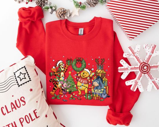 Discover Christmas Winnie The Pooh Sweatshirt, Disney Pooh & Friends Merry Christmas, Disneyland Winter Trip Hoodie, Pooh Tigger Piglet Eeyore