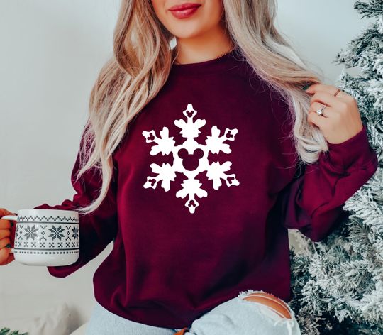 Discover Disney Snowflake Christmas Sweatshirt, Mickey Snowflake Shirt Disneyland Xmas Shirt, Magic Kingdom Holiday Shirt, Disney Christmas Trip