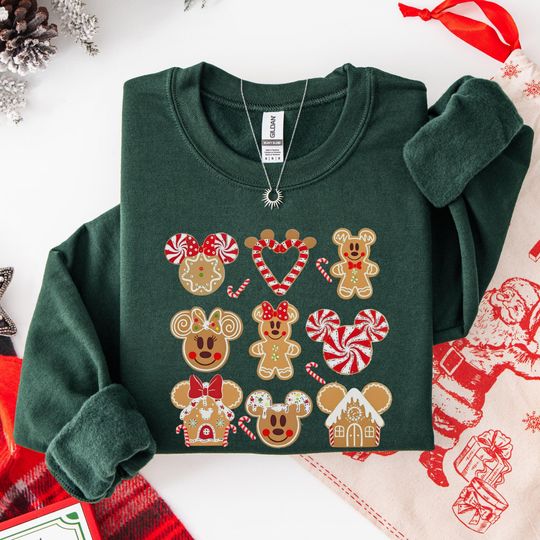Discover Mickey and Minniee Gingerbread Sweatshirt, Disneyland Christmas Hoodie, Christmas Party Crewneck, Disney Xmas Sweatshirt, Disney Snacks Sweat