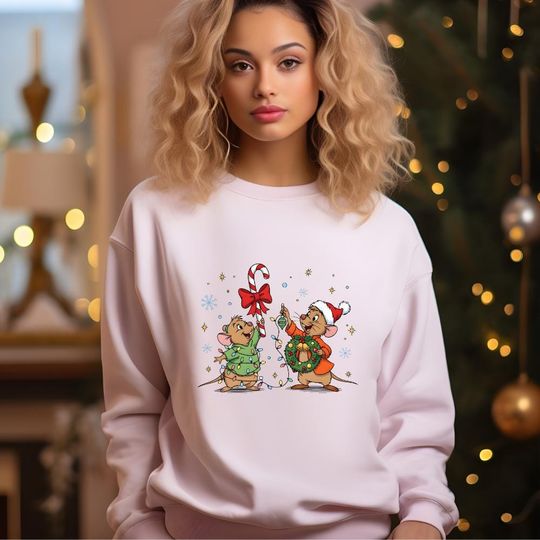 Discover Jaq and Gus Gus Christmas Sweater, Disney Christmas Hoodie, Holiday Family Trip, Cinde Jaq and Gus Fans Christmas Crewneck Holiday Gift