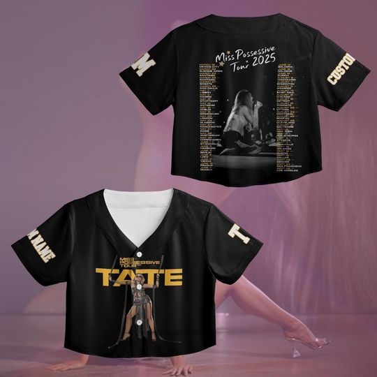 Discover Customized Tate McRae Tour Croptop Baseball Jersey, T8 Miss Possessive Concert Jersey, T8 Leopard Jersey, Tate McRae Fan Merch Tour Shirt
