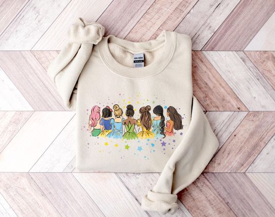 Discover Retro Disney Princess Watercolor Sweatshirt, Disney Friends Princess Hoodie