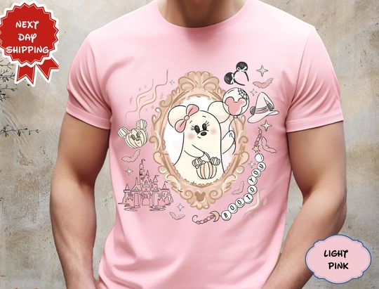 Discover Retro Disney Minnie Ghost T-Shirt, Halloween Disney Shirts, WDW Disneyland Halloween 2025 Family Trip Shirt