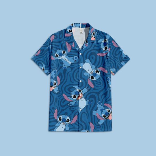 Discover Stitch Lilo & Stitch Ocean Waves Hawaiian Shirt, Disney Summer Hawaiian shirt, Lilo and Stitch Disney Summer Vacation Shirt