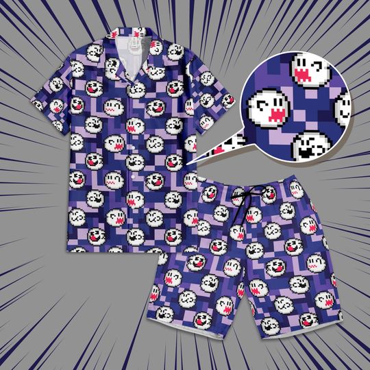 Discover Boo Ghost Super Mario Pixel Art Hawaiian Shirt, Boo Hawaiian shirt, Super Mario Summer Vacation Shirt,  Arcade Fans Gift