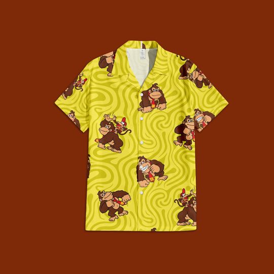 Donkey Kong Super Mario Swirling Hawaiian Shirt, Donkey Kong Hawaiian shirt