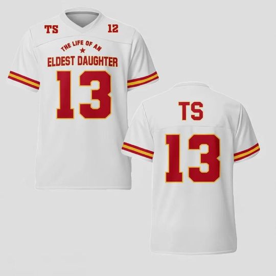 Discover White Ver-Eldest Daughter Football Jersey, The Life of an Mesh Top, Taylor 13 TS New Album Inspired Gift, Music Fans Concert Outfit Apparel