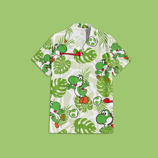 Yoshi Super Mario Tropical Hawaiian Shirt, Super Mario World Shirt
