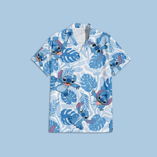 Discover Stitch Lilo & Stitch Tropical Leaf Hawaiian Shirt, Disney Summer Hawaiian shirt, Lilo and Stitch Disney Summer Vacation Shirt