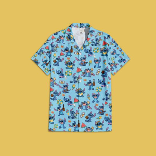 Discover Tropical Stitch Ice Cream Summer  Hawaiian Shirt -  Hawaiian Button Up shirt - Summer Hawaiian shirt - Disney Lilo & Stitch movies