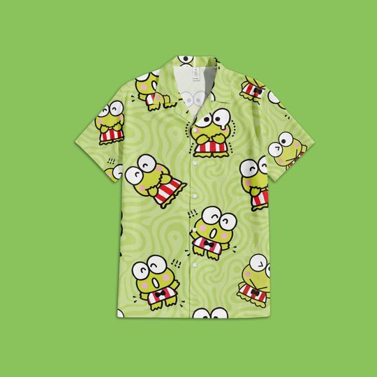 Discover Little Green Frog Swirling Hawaiian Shirt, Little Green Frog Hawaiian shirt, Summer Vacation Shirt, Button Down Shirt