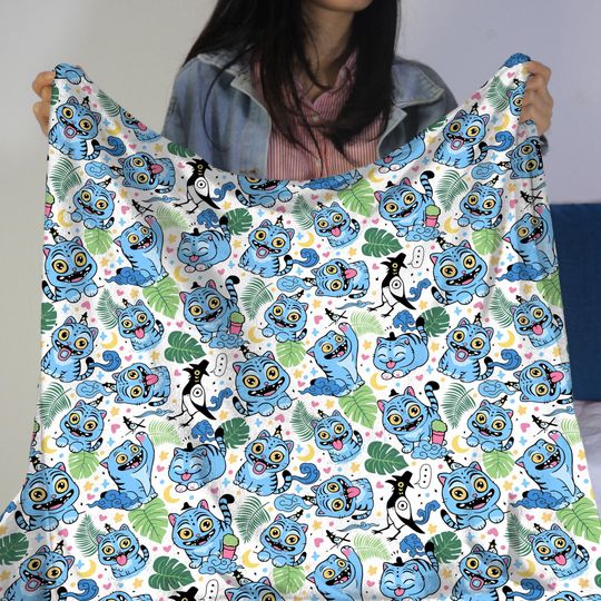 Derpy Tiger Fleece Blanket, Cozy Cotton Throw, Anime Blanket, Tiger Blanket, Huntrix Blanket, Kpop Merch, Demon Hunter Room Decor Gifts