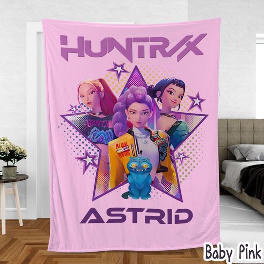 Discover Personalized Blanket With Huntrix Theme, Kpop Demon Huntrix Gift, , Rumi Mira Zoey Blanket, Gift for Huntrix fans, Gift for Huntrix fans