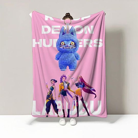Discover Kpop Blanket Demon Hunters Personalized Gift Cute Huntrix Inspired Plush Throw Soft Aesthetic Bedspread Gift for Kpop Fans Kdrama Gift